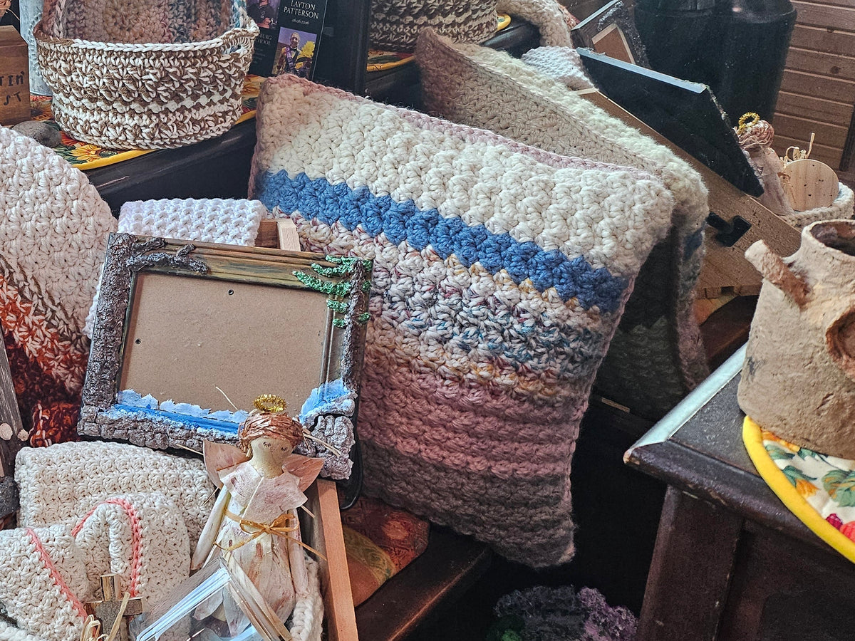 Hand crafted crochet pillow