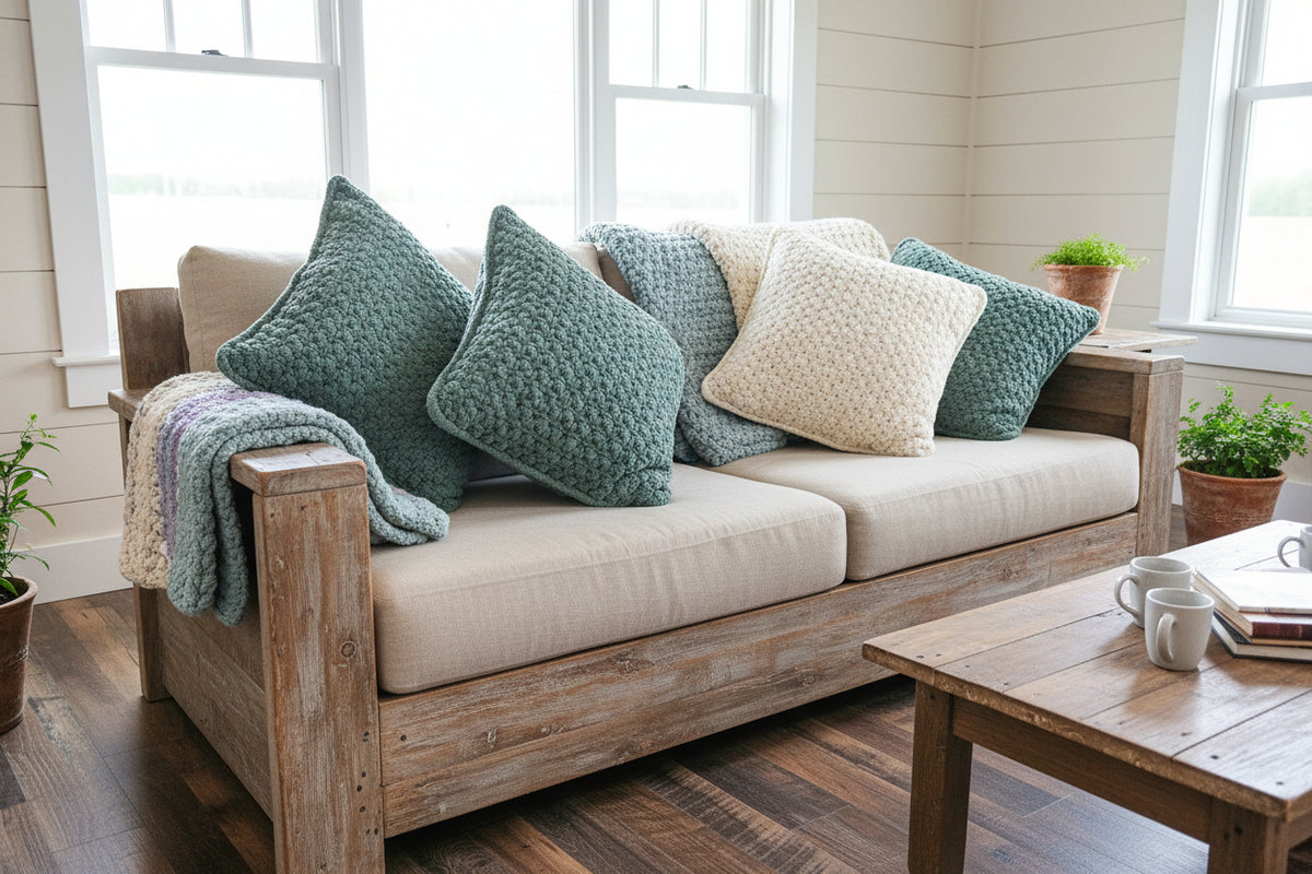 Hand crafted crochet pillow